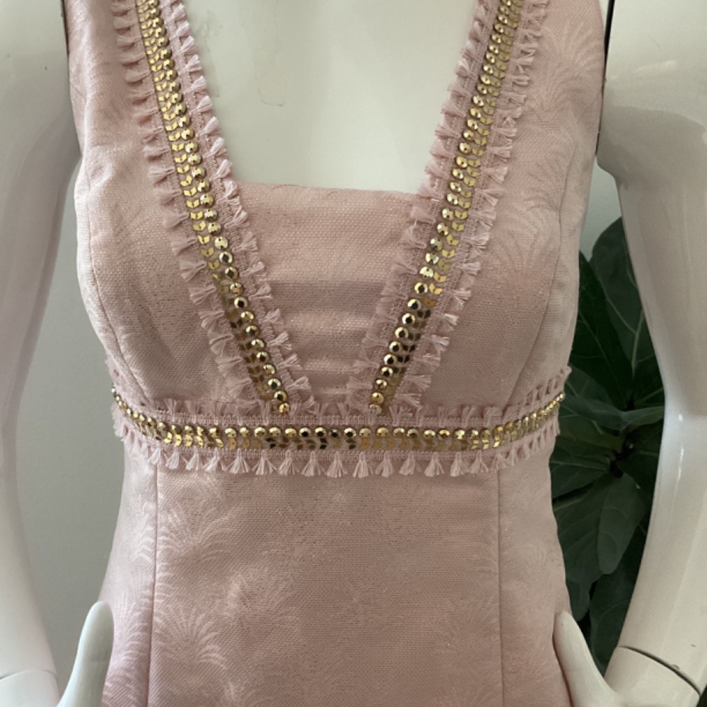 NEW LILLY PULITZER BLUSH PINK BEADS EMBELLISHED SPARKLY DRESS SZ 6 - Picture 3 of 16